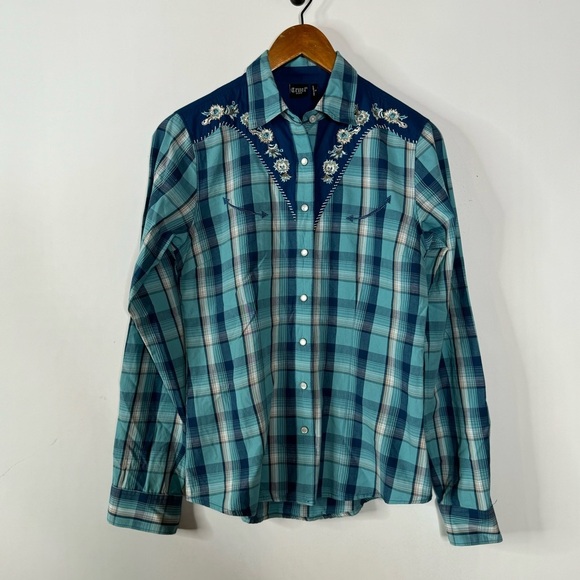 Cruel Denim Western Pearl Snap Plaid Shirt Size Small - Picture 1 of 5